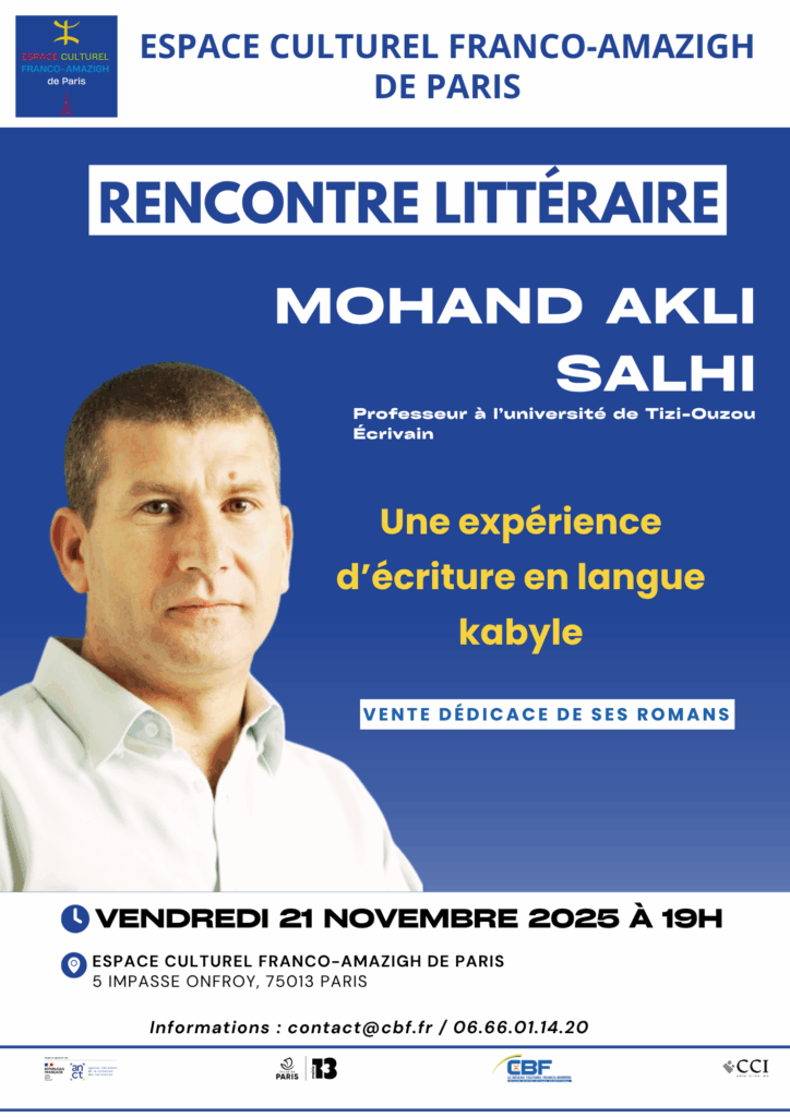 Rencontre Littéraire à l’Espace Culturel Franco-Amazigh de Paris avec Mohand Akli Salhi