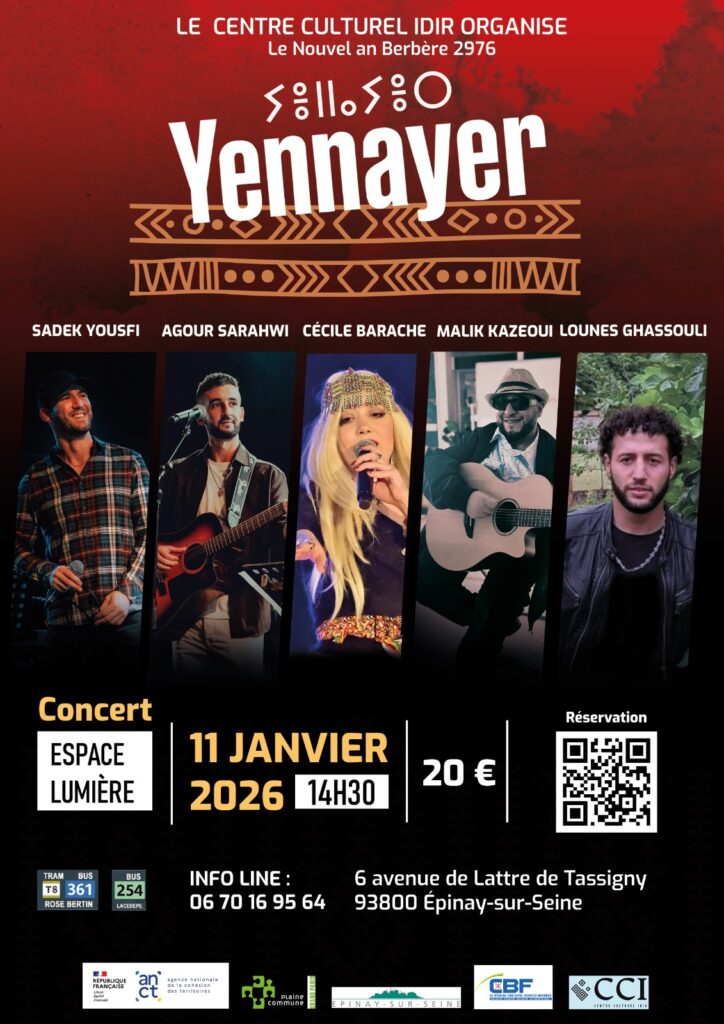 Célébrez Yennayer 2976 avec un concert à l'Espace Lumière, le samedi 11 janvier 2026 à 14h30