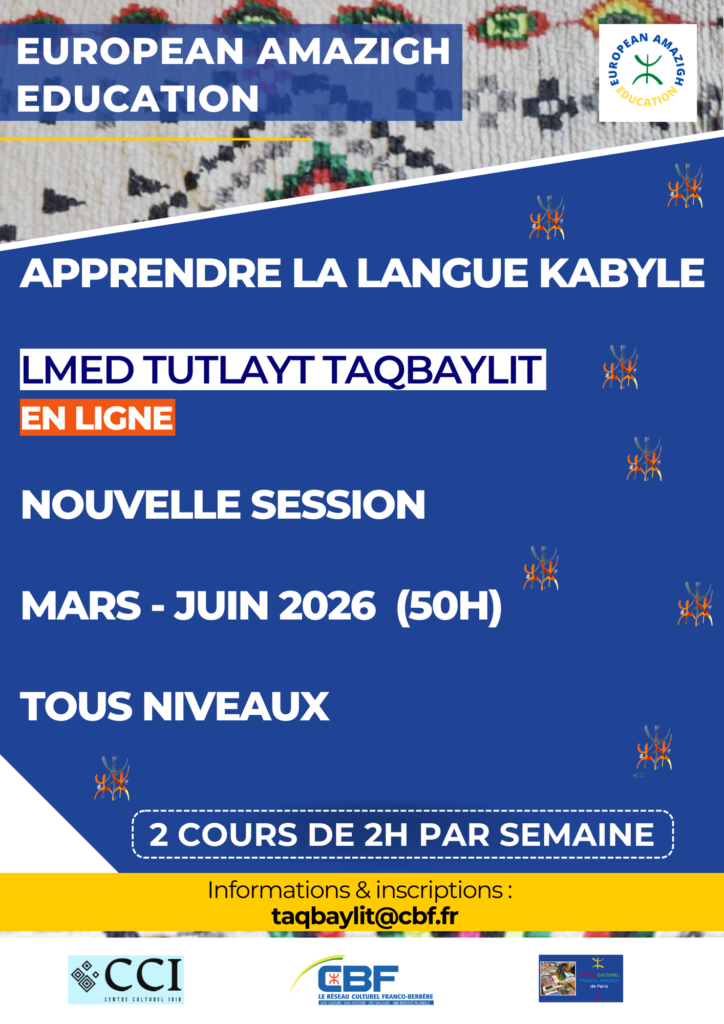 Apprendre la langue kabyle en ligne – Nouvelle session (mars–juin 2026)