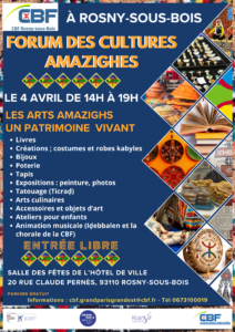 Forum des Cultures Amazighes à Rosny-sous-Bois, le 4 avril 2026