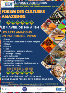 Dans le cadre de la commémoration Forum des Cultures Amazighes à Rosny-sous-Bois, le 4 avril 2026