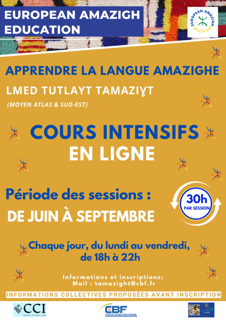 Cours de tamazight en ligne : sessions intensives été 2026
