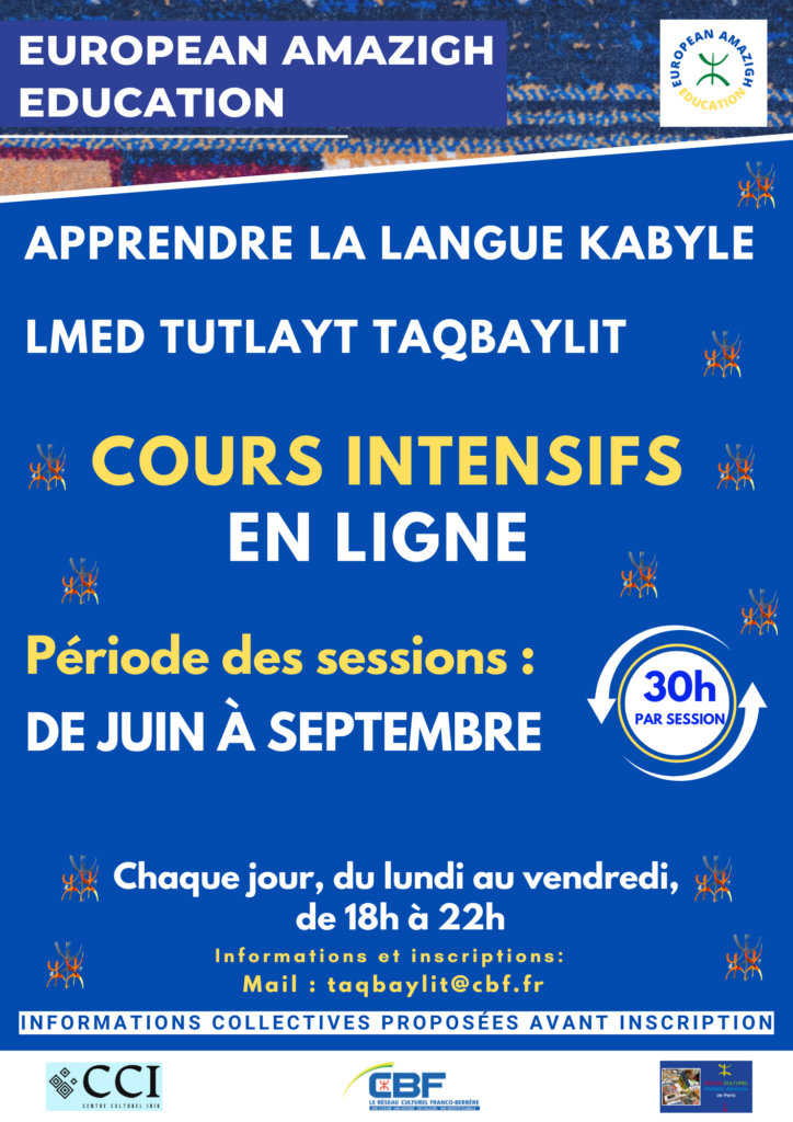 Cours de kabyle en ligne : sessions intensives été 2026