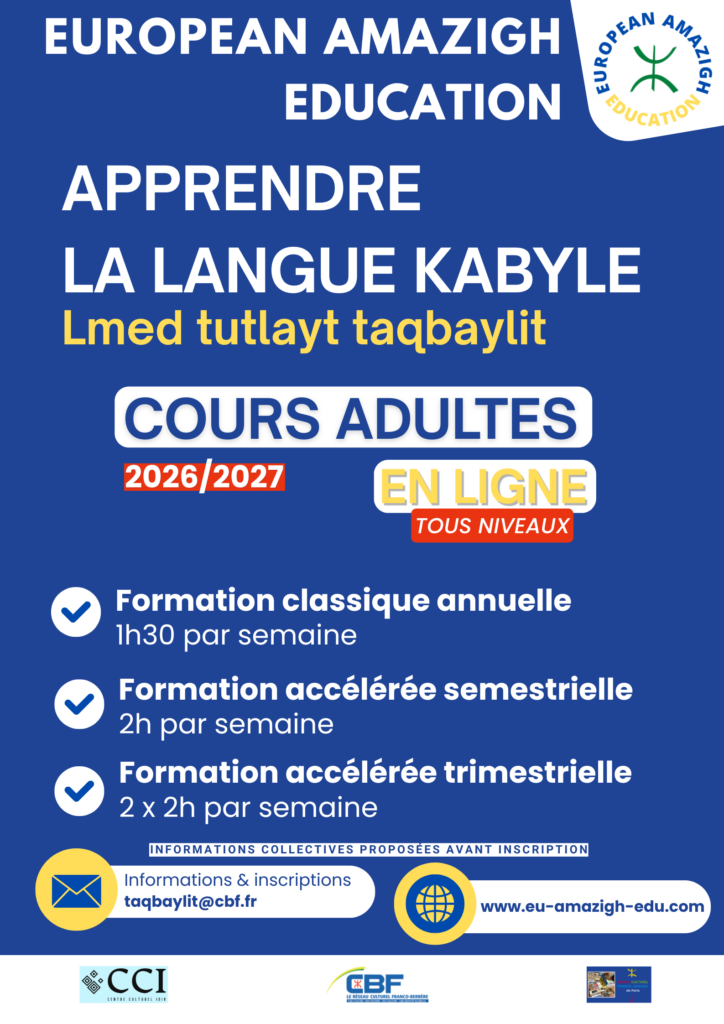 Cours de langue kabyle pour adultes : les inscriptions sont ouvertes !