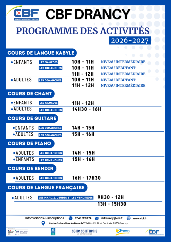 Programme d'activités 2026-2027 de la CBF Drancy