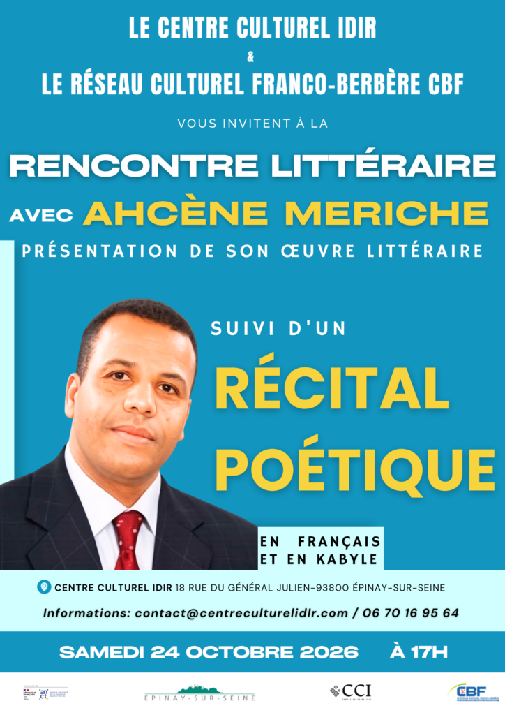 Rencontre littéraire avec Ahcène Meriche au Centre culturel Idir