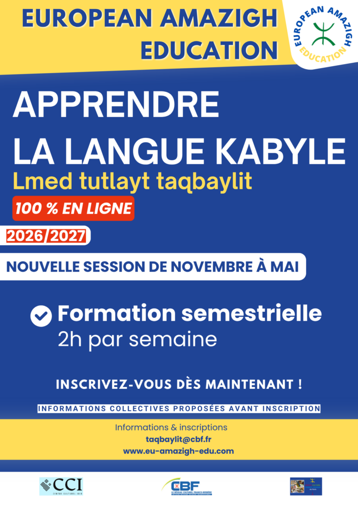 Apprendre le kabyle en ligne : nouvelle session de novembre 2026 à mai 2027