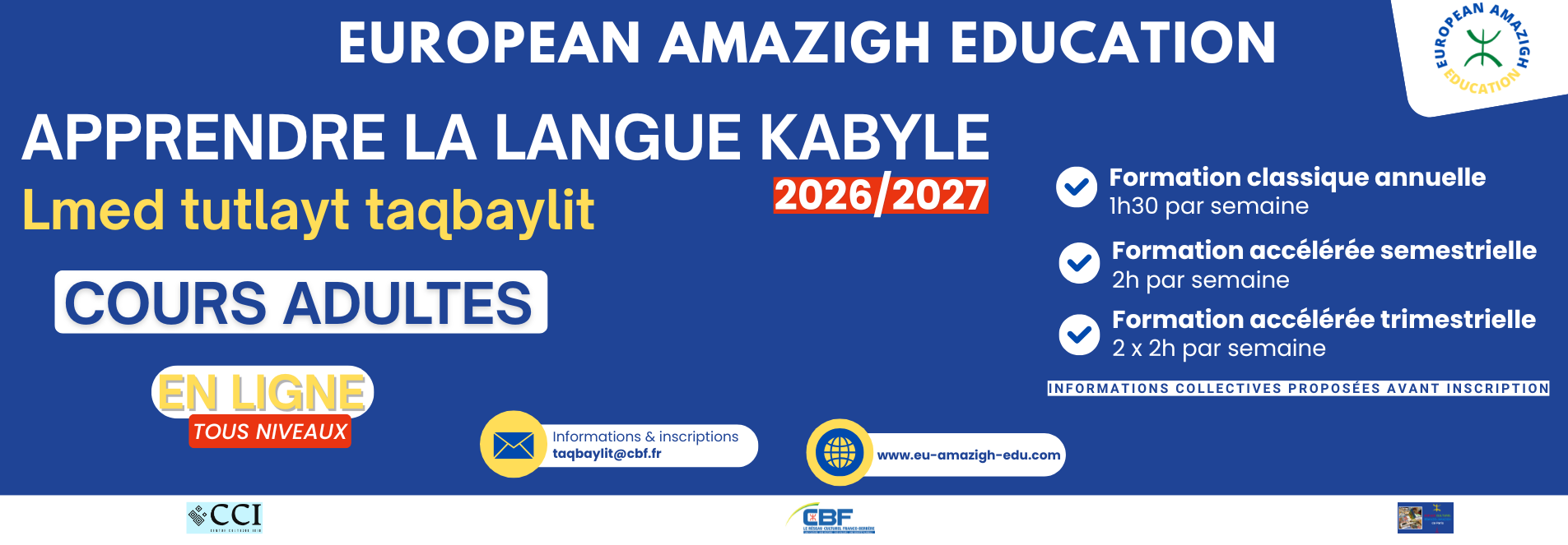 Cours de langue kabyle pour adultes : les inscriptions sont ouvertes !