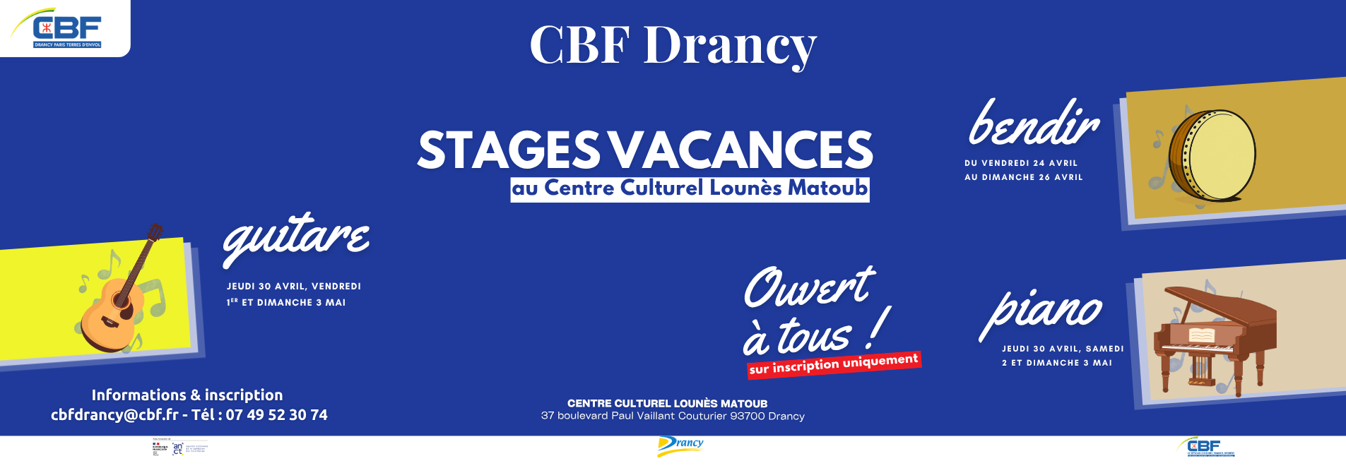 Sonorités kabyles, stages de musique ( bendir, piano et guitare) pendant les vacances de printemps