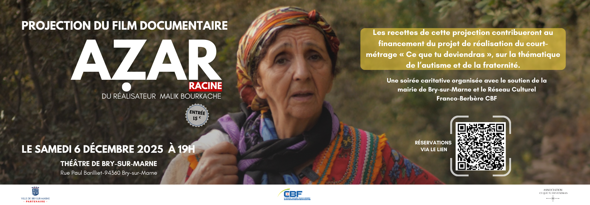 Soirée caritative : projection du film documentaire, en langue kabyle, AZAR, le samedi 6 décembre 2025 à 19h, à Bry-sur-Marne