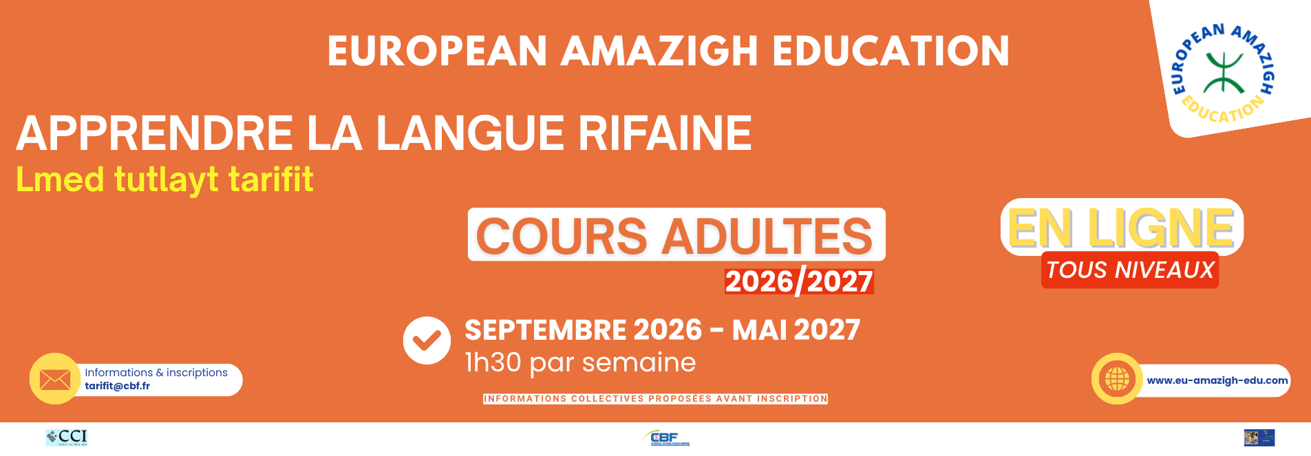 Cours de langue rifaine pour adultes : les inscriptions sont ouvertes !