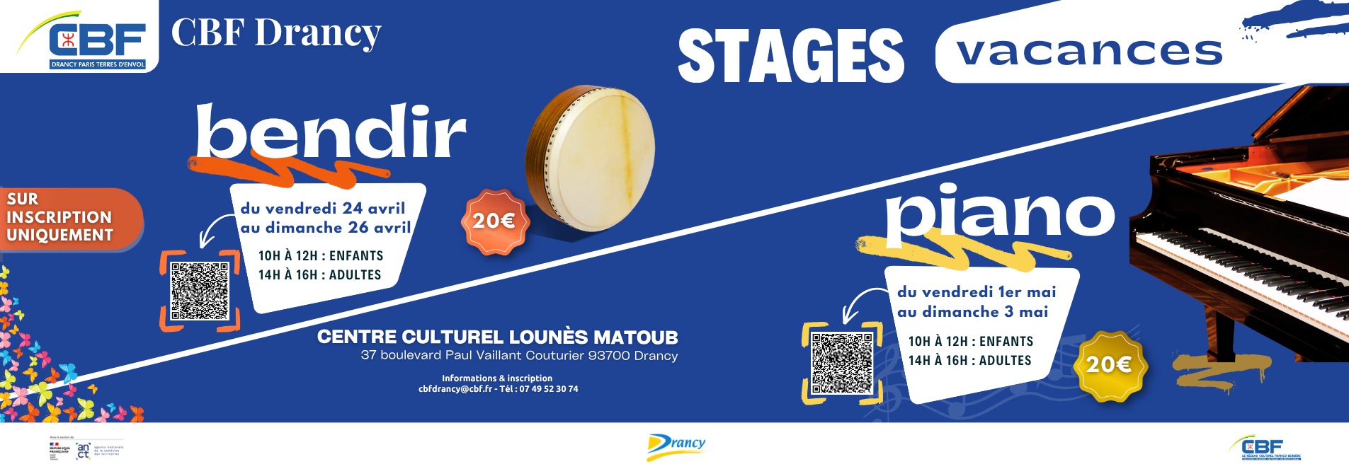 Sonorités kabyles, stages de musique ( bendir et piano) pendant les vacances de printemps